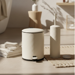 Trash Can & Toilet Brush Set